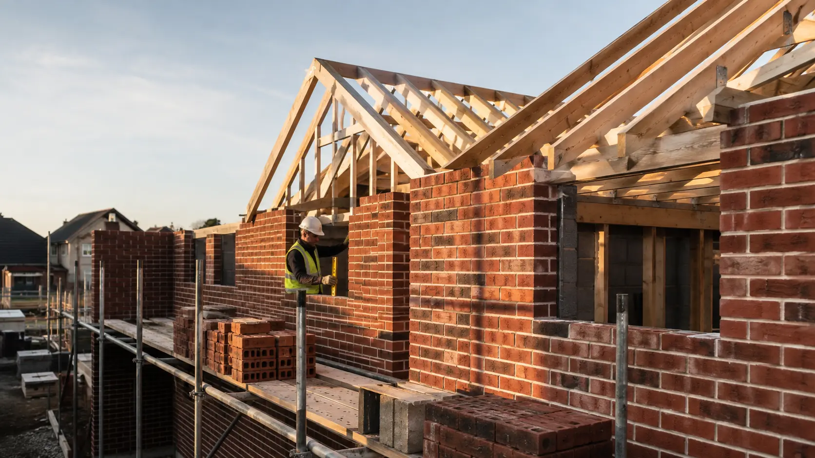 Careful brick and timber construction work on a residential project